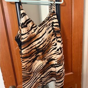 Ashley Stewart Animal Print Satin Cami - Black & Brown